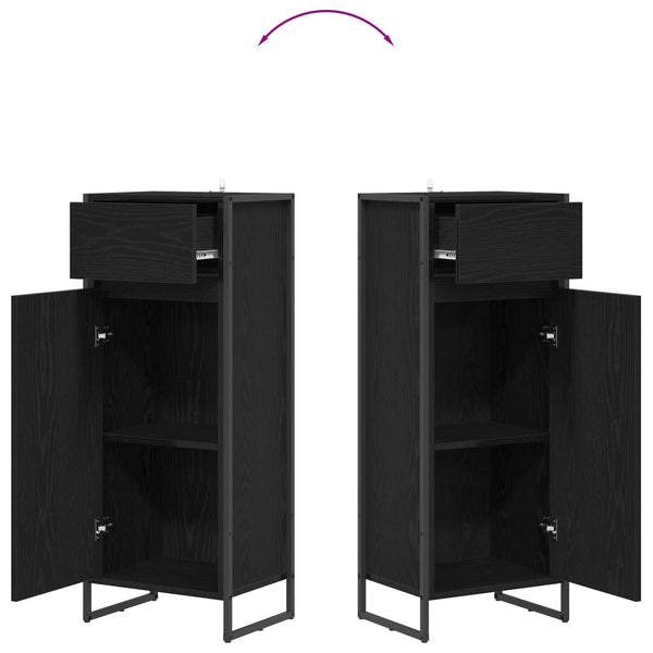 vidaXL Meuble de salle de bain avec porte noir aspect chêne 40 x 30 x 100 cm
