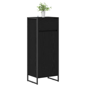 vidaXL Meuble de salle de bain avec porte noir aspect chêne 40 x 30 x 100 cm