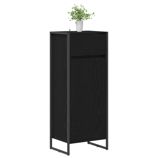 vidaXL Meuble de salle de bain avec porte noir aspect chêne 40 x 30 x 100 cm