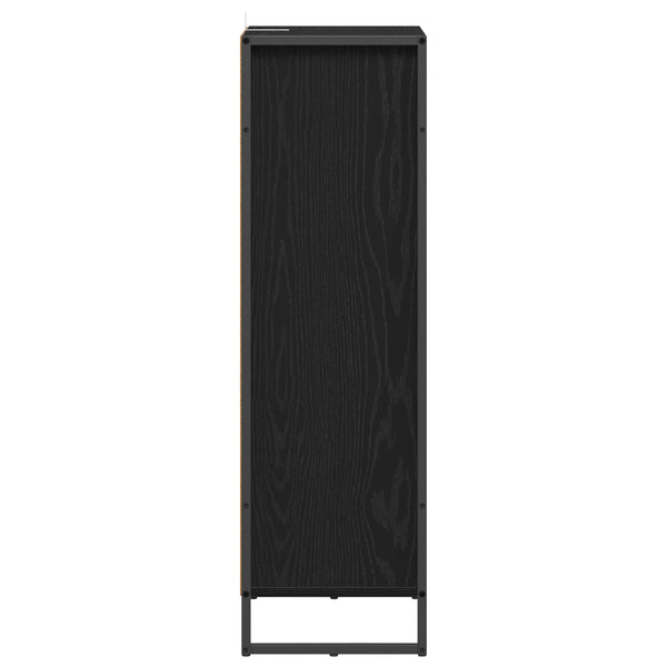 vidaXL Meuble de salle de bain avec porte noir aspect chêne 40 x 30 x 100 cm