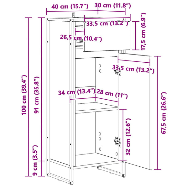 Badezimmerschrank Sonoma Eiche 40x100 cm