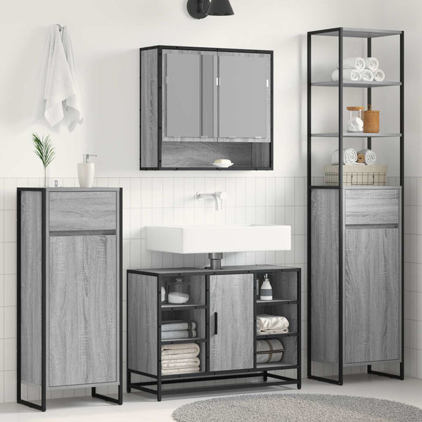 Badezimmerschrank Grau Sonoma 40x30x100cm