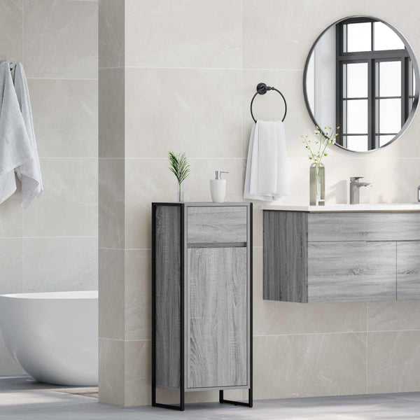Badezimmerschrank Grau Sonoma 40x30x100cm