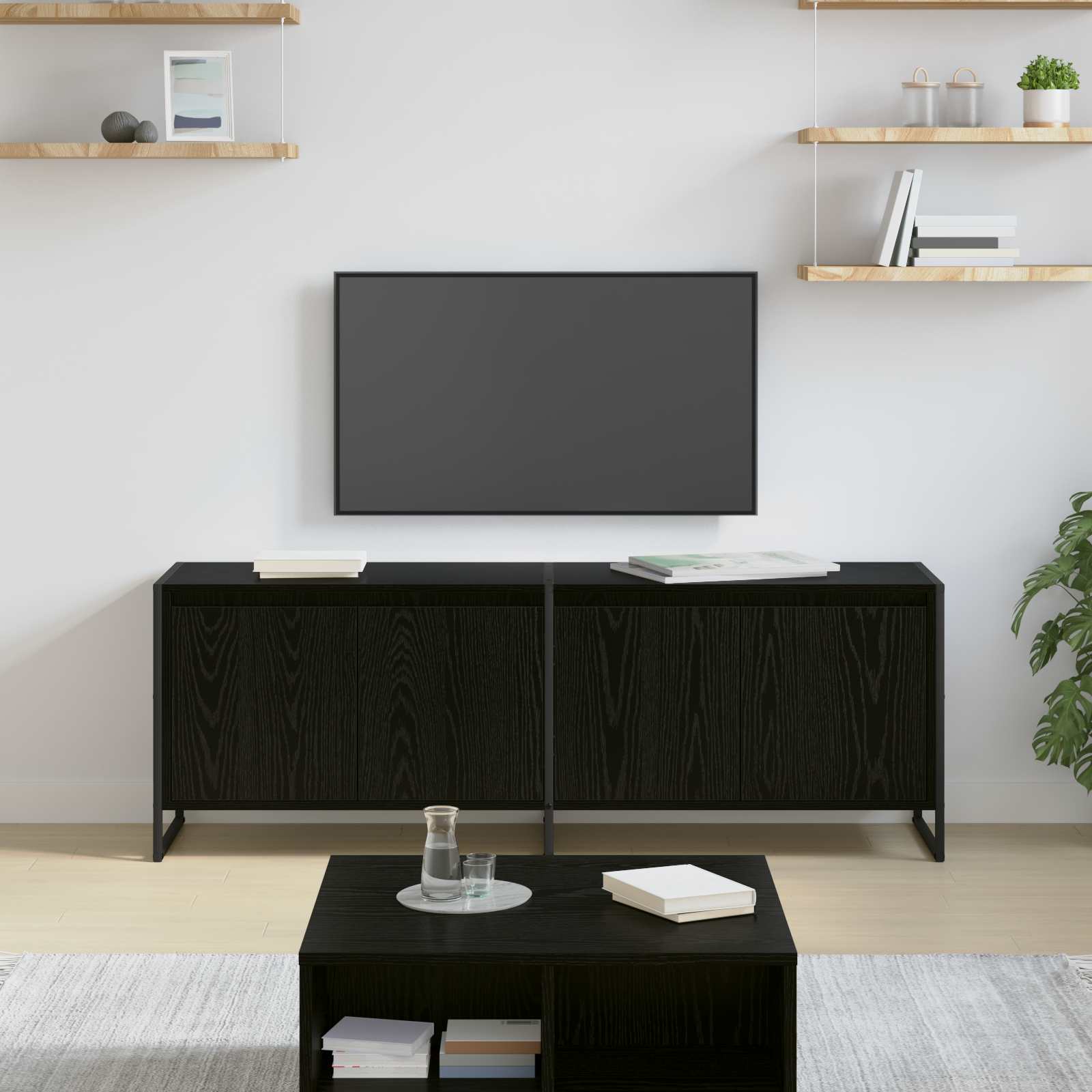 TV-Schrank Schwarz Eichen-Optik 140 cm