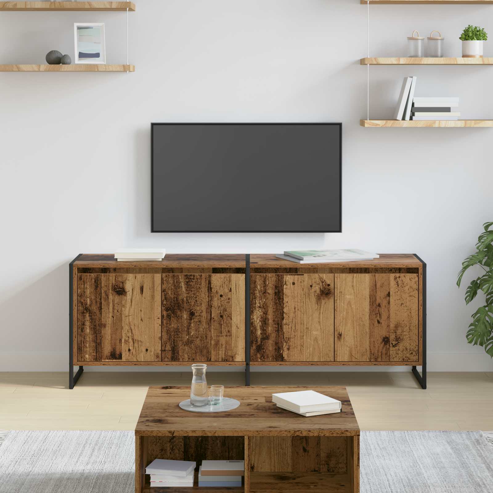 vidaXL Meuble TV bois de récupération 140 x 36 x 49,5 cm Bois d'ingénierie