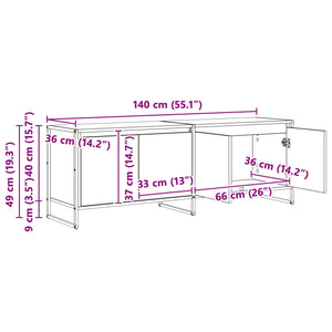 vidaXL Meuble TV bois de récupération 140 x 36 x 49,5 cm Bois d'ingénierie