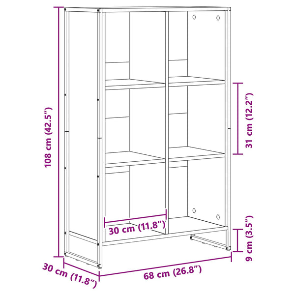 vidaXL Bibliothèque noir aspect chêne 99,5 x 30 x 108,5 cm