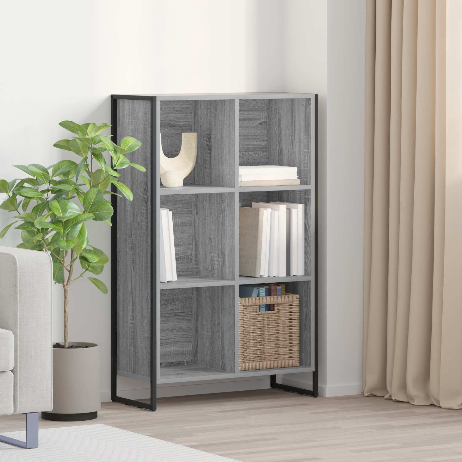 Graues Bücherregal Sonoma, 108,5 cm hoch