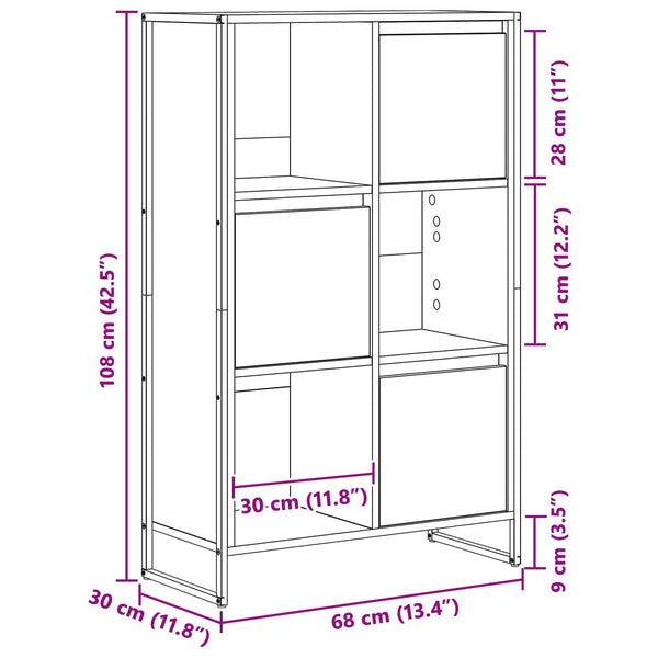 Bücherregal Altholz 68x30x108.5cm