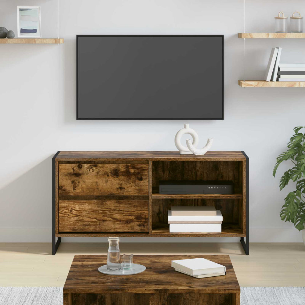 vidaXL Meuble TV Chêne fumé 100 x 36 x 49,5 cm Bois d'ingénierie