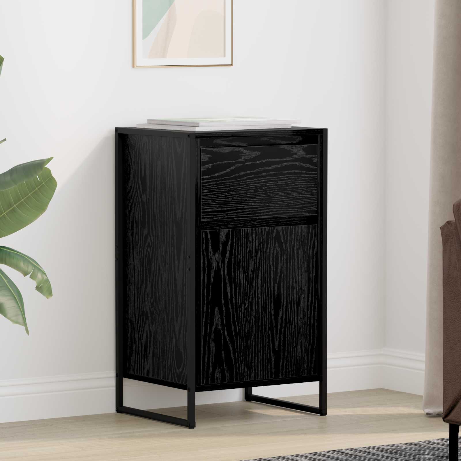 Schwarzes Sideboard Eichenoptik, 75,5 cm hoch
