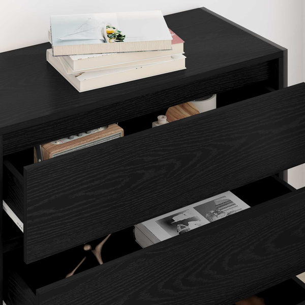 Schwarzes Sideboard Eichen-Optik, 79 cm
