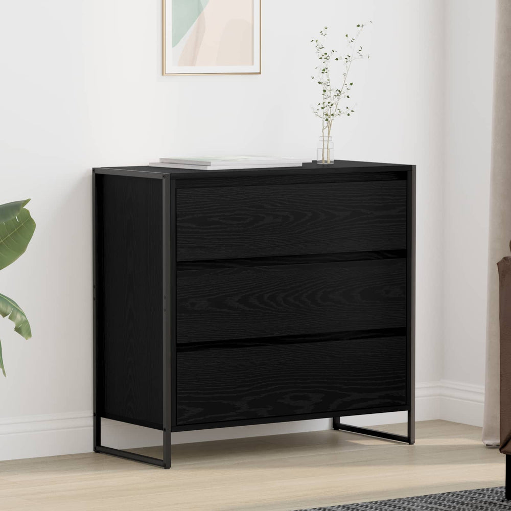 Schwarzes Sideboard Eichen-Optik, 79 cm