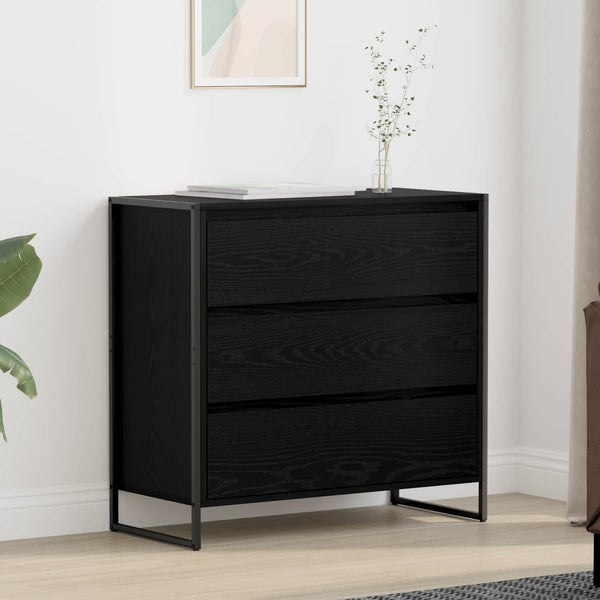 Schwarzes Sideboard Eichen-Optik, 79 cm
