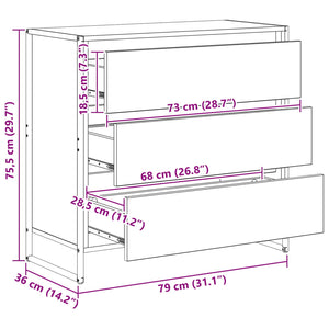 Sonoma Sideboard mit Schubladen, 79 cm