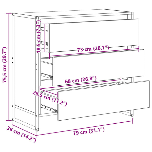vidaXL Buffet bois de récupération 79 x 36 x 75,5 cm Bois d'ingénierie