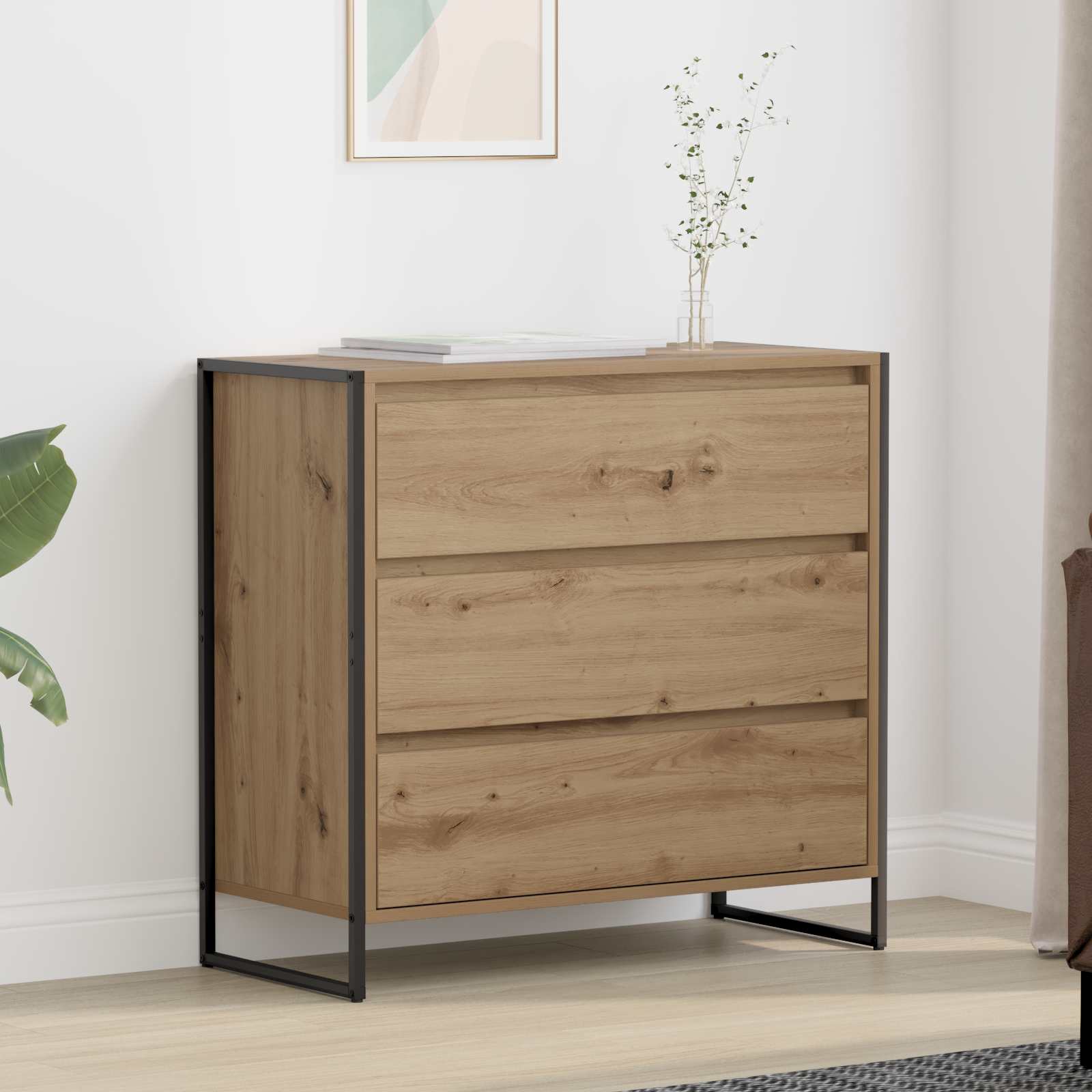 vidaXL Commode artisanale chêne 79 x 36 x 75,5 cm bois d'ingénierie