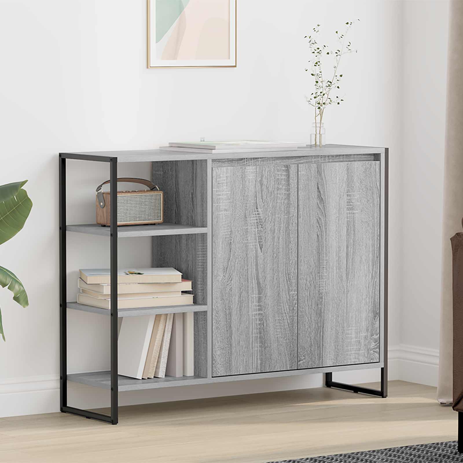 Grauer Seitenschrank Sonoma, 96,5 cm