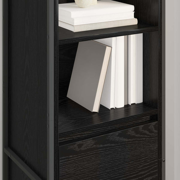 Schwarzes Bücherregal Eichen-Optik, 150cm hoch