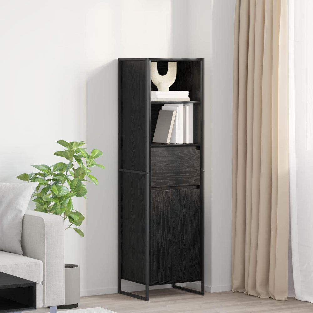 Schwarzes Bücherregal Eichen-Optik, 150cm hoch