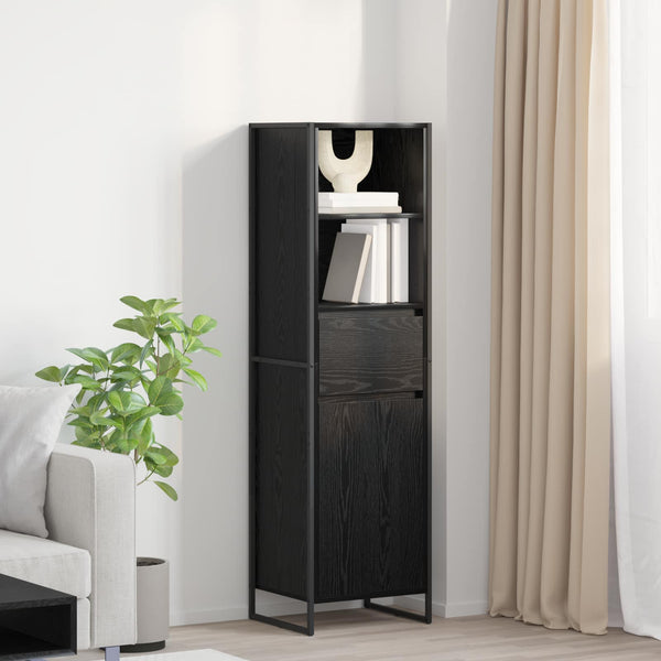 Schwarzes Bücherregal Eichen-Optik, 150cm hoch