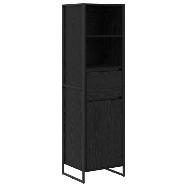 Schwarzes Bücherregal Eichen-Optik, 150cm hoch