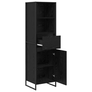 Schwarzes Bücherregal Eichen-Optik, 150cm hoch