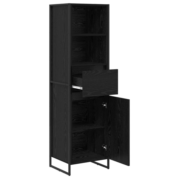 Schwarzes Bücherregal Eichen-Optik, 150cm hoch