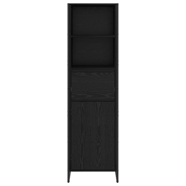 Schwarzes Bücherregal Eichen-Optik, 150cm hoch