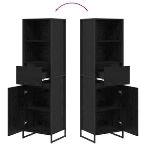 Schwarzes Bücherregal Eichen-Optik, 150cm hoch