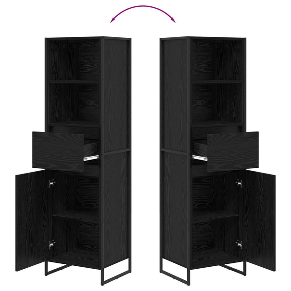 Schwarzes Bücherregal Eichen-Optik, 150cm hoch