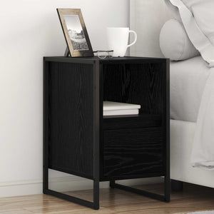 vidaXL Table de chevet Noir aspect chêne 39,5 x 30 x 50 cm Bois d'ingénierie