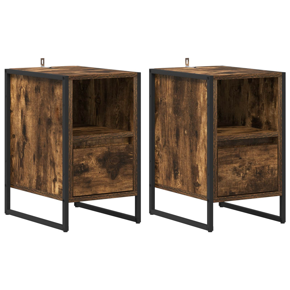 vidaXL Nightstand 2 pcs Smoked Oak 39.5 x 30 x 50 cm Engineered Wood