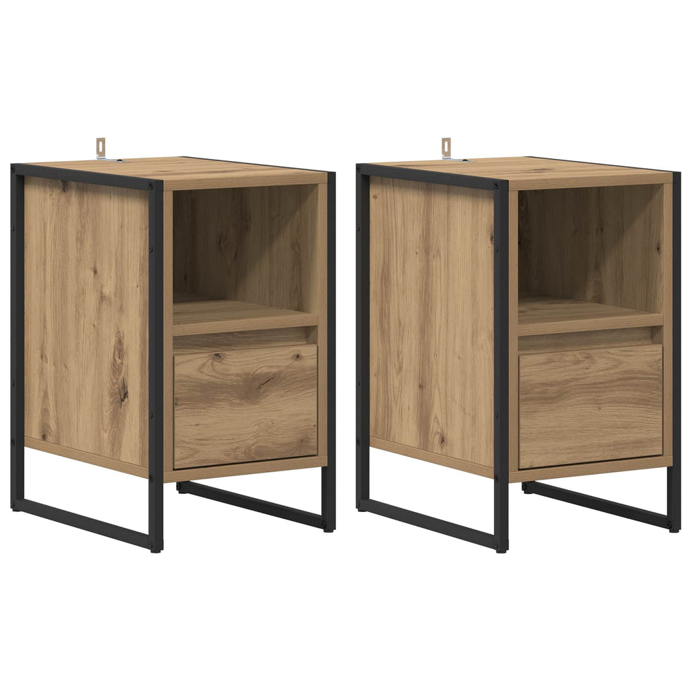 Nachttisch 2er Set Eiche 39,5x30x50 cm