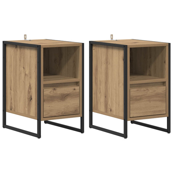 Nachttisch 2er Set Eiche 39,5x30x50 cm