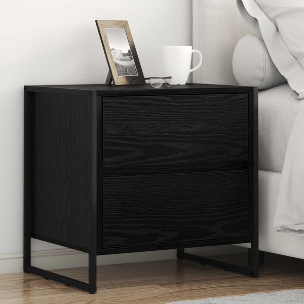 vidaXL Table de chevet Noir aspect chêne 50 x 39,5 x 50 cm Bois d'ingénierie