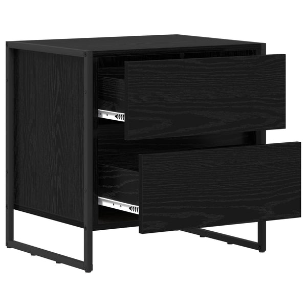 Nachttisch 2er-Set Schwarz Eichenoptik