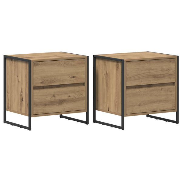 vidaXL Table de chevet 2 pcs Chêne artisanal 50 x 39,5 x 50 cm