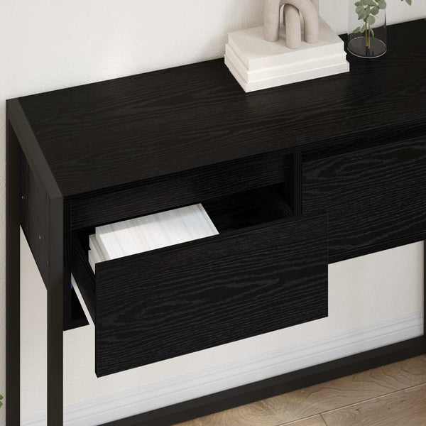 vidaXL Table console noir aspect chêne 100 x 36 x 75 cm