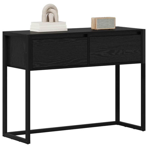 vidaXL Table console noir aspect chêne 100 x 36 x 75 cm