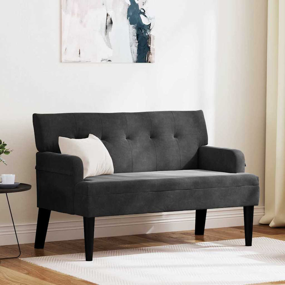 Schwarze Chesterfield Samtbank, 112 cm
