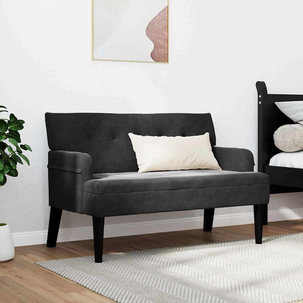 Schwarze Chesterfield Samtbank, 112 cm