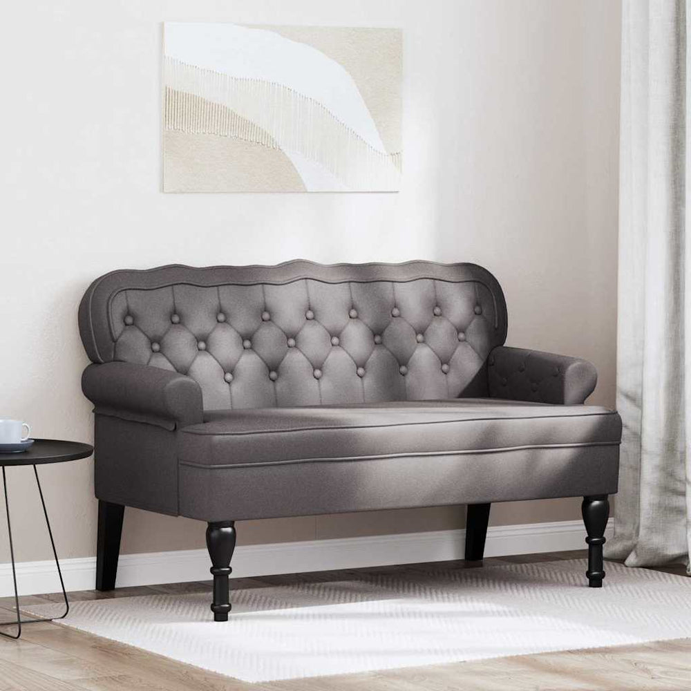 Chesterfield Bank Grau Kunstleder 119,5cm