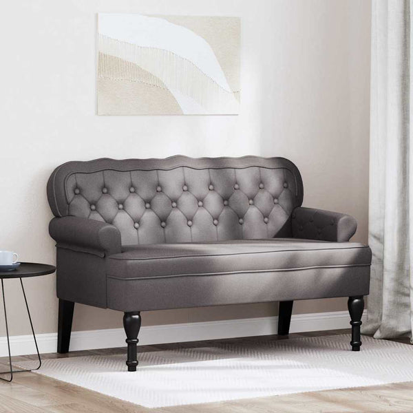 Chesterfield Bank Grau Kunstleder 119,5cm