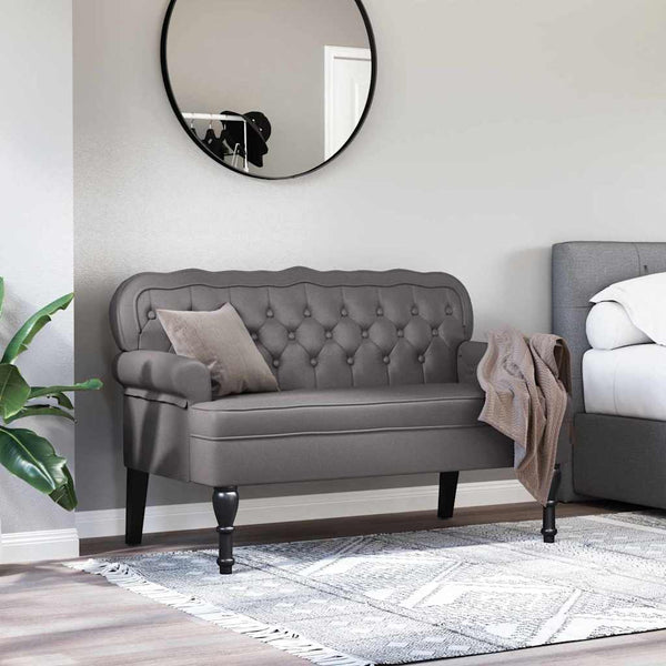 Chesterfield Bank Grau Kunstleder 119,5cm
