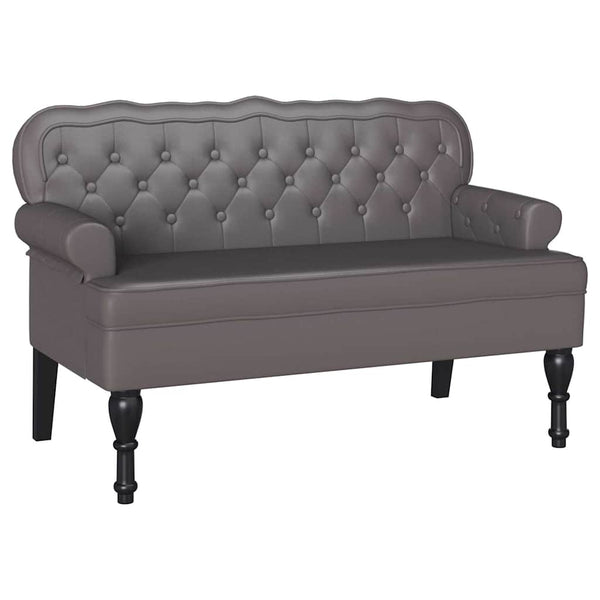 Chesterfield Bank Grau Kunstleder 119,5cm