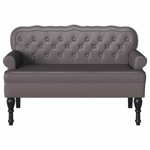 Chesterfield Bank Grau Kunstleder 119,5cm