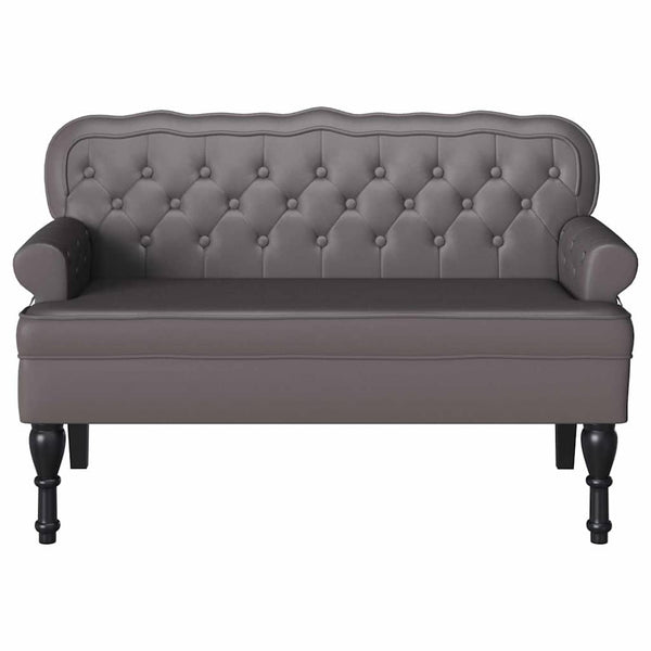 Chesterfield Bank Grau Kunstleder 119,5cm