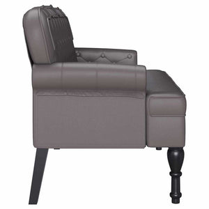 Chesterfield Bank Grau Kunstleder 119,5cm