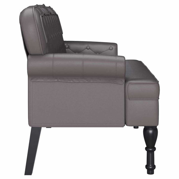 Chesterfield Bank Grau Kunstleder 119,5cm